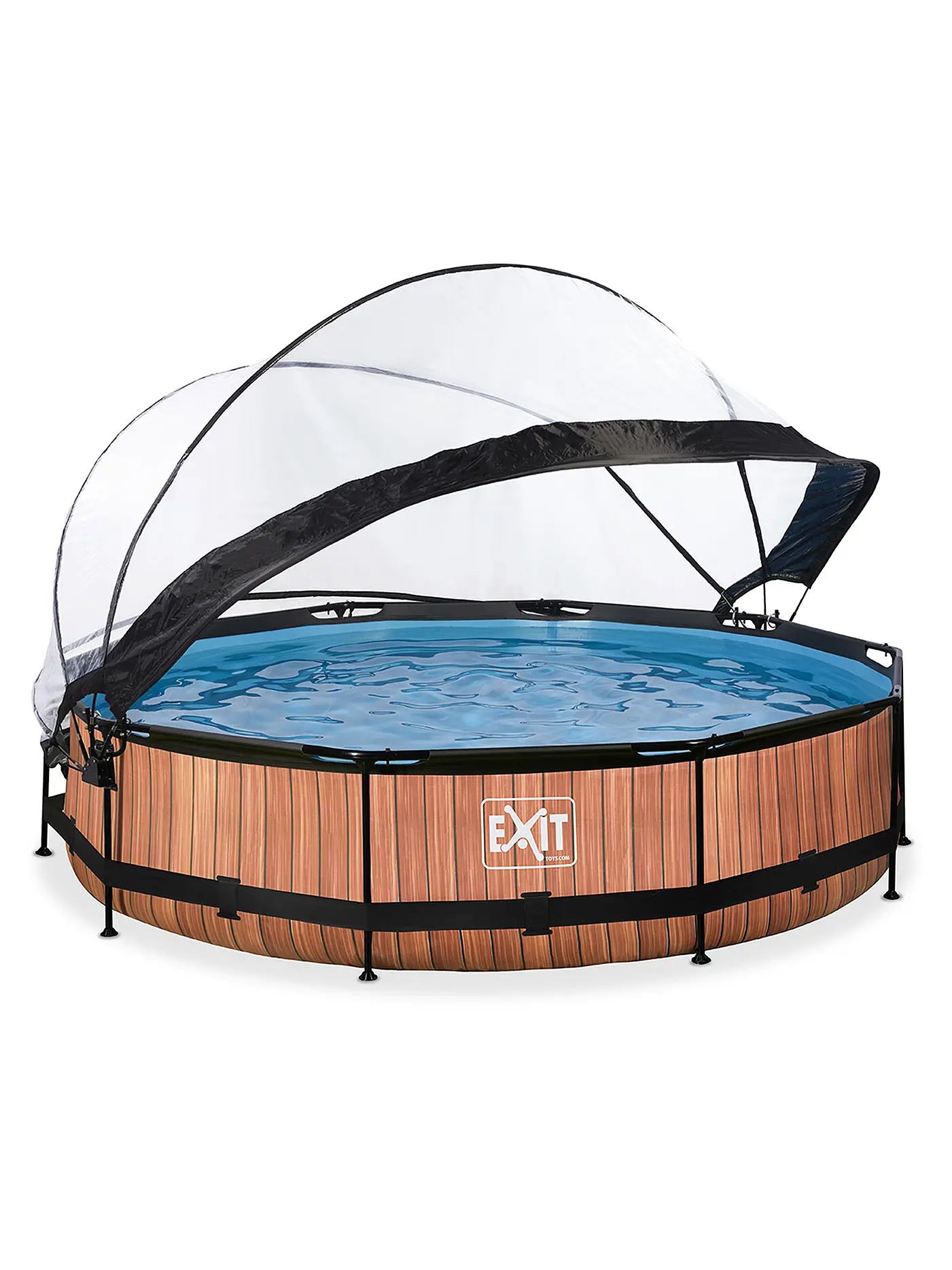 EXIT TOYS | Wood Pool 360x76cm mit Abdeckung und Filterpumpe | 
